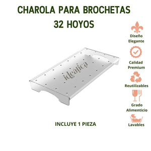 Charola o Base para Brochetas Postre de Acrilico Candy Bar Catering 32 Hoyos IA