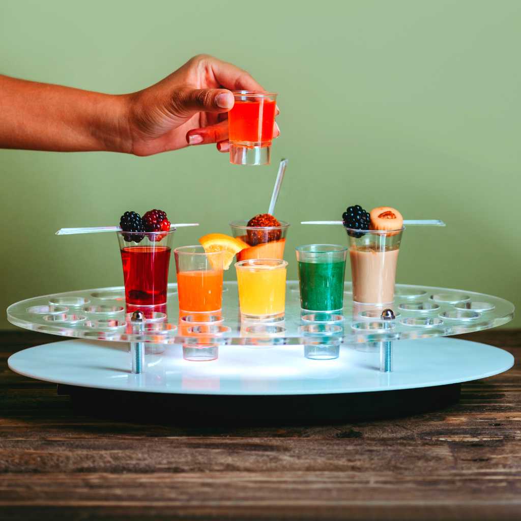 Charola o Base para Caballitos Postre Recargable con Iluminacion de Acrilico Candy Bar Catering 35 Hoyos IA