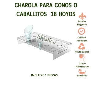 Charola o Base para Conos Postre o Caballitos de Acrilico Candy Bar Catering 18 Hoyos IA