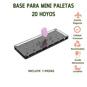 Charola o Base para Mini Paletas Postre o CakeSicles de Acrilico Candy Bar Catering 20 Hoyos IA