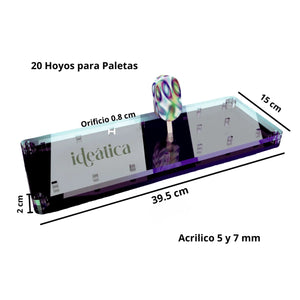 Charola o Base para Mini Paletas Postre o CakeSicles de Acrilico Catering 20 Hoyos IA