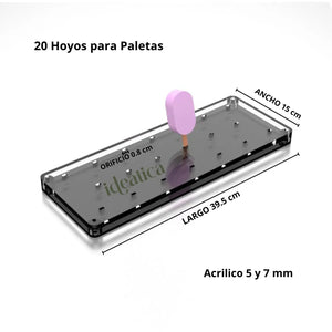 Charola o Base para Mini Paletas Postre o CakeSicles de Acrilico Catering 20 Hoyos