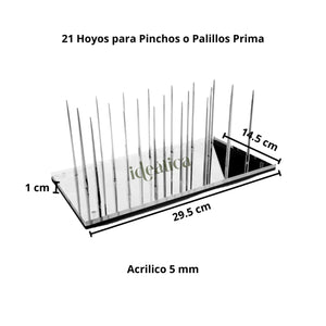 Charola o Base para Pinchos Prisma de Acrilico Espejo Catering 21 Hoyos IA