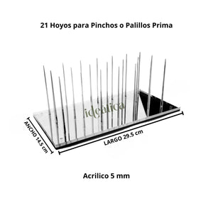 Charola o Base para Pinchos Prisma de Acrilico Espejo Catering 21 Hoyos