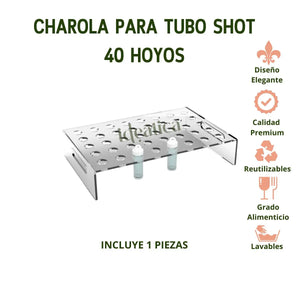 Charola o Base para Tubo Shot Postre o Burbujeros de Acrilico Candy Bar Catering 40 Hoyos IA