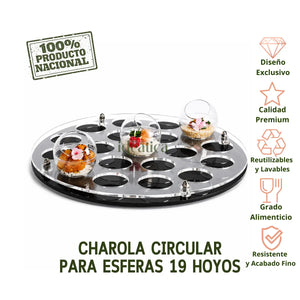 Charola para Esferas Gourmet y Catering Acrilico - 19 Y 16 Hoyos
