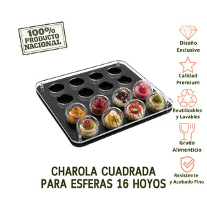 Charola para Esferas Gourmet y Catering Acrilico - 19 Y 16 Hoyos