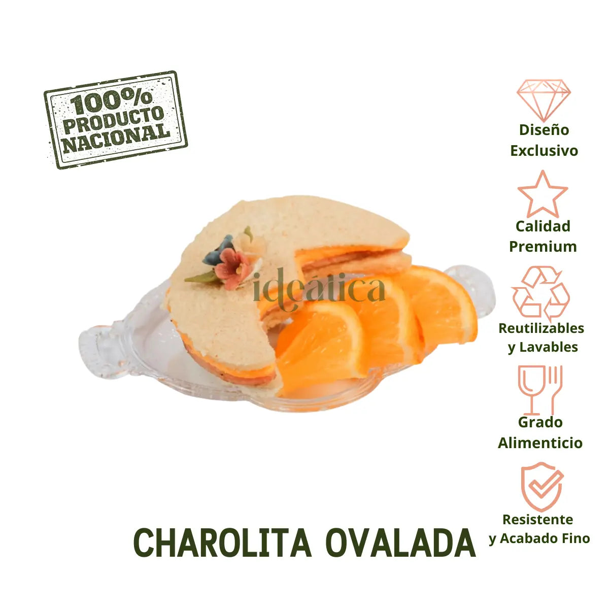 Charolita Canapes para Postres Ovalada Re-utilizable Candy Bar Catering IA