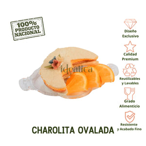 Charolita Canapes para Postres Ovalada Re-utilizable Plastico Catering - ( 12 Pzas / 120 Pzas )