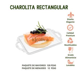 Charolita Canapes para Postres Rectangular Re-utilizable Candy Bar Catering IA