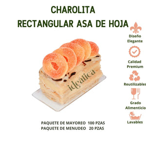 Charolita Rectangular Asa de Hoja Para Canapes o Postres Re-utilizable Candy Bar Catering IA