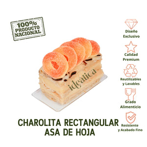 Charolita Rectangular Asa de Hoja Para Canapes o Postres Re-utilizable Plastico Catering - ( 20 Pzas / 100 Pzas )