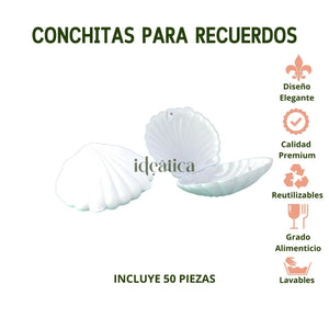 Conchitas Blancas para Recuerdos Regalos y Decoracion 50 pzas IA