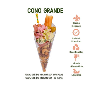 Cono para Postres Grande Re-utilizable Candy Bar Catering 3.5 Oz IA