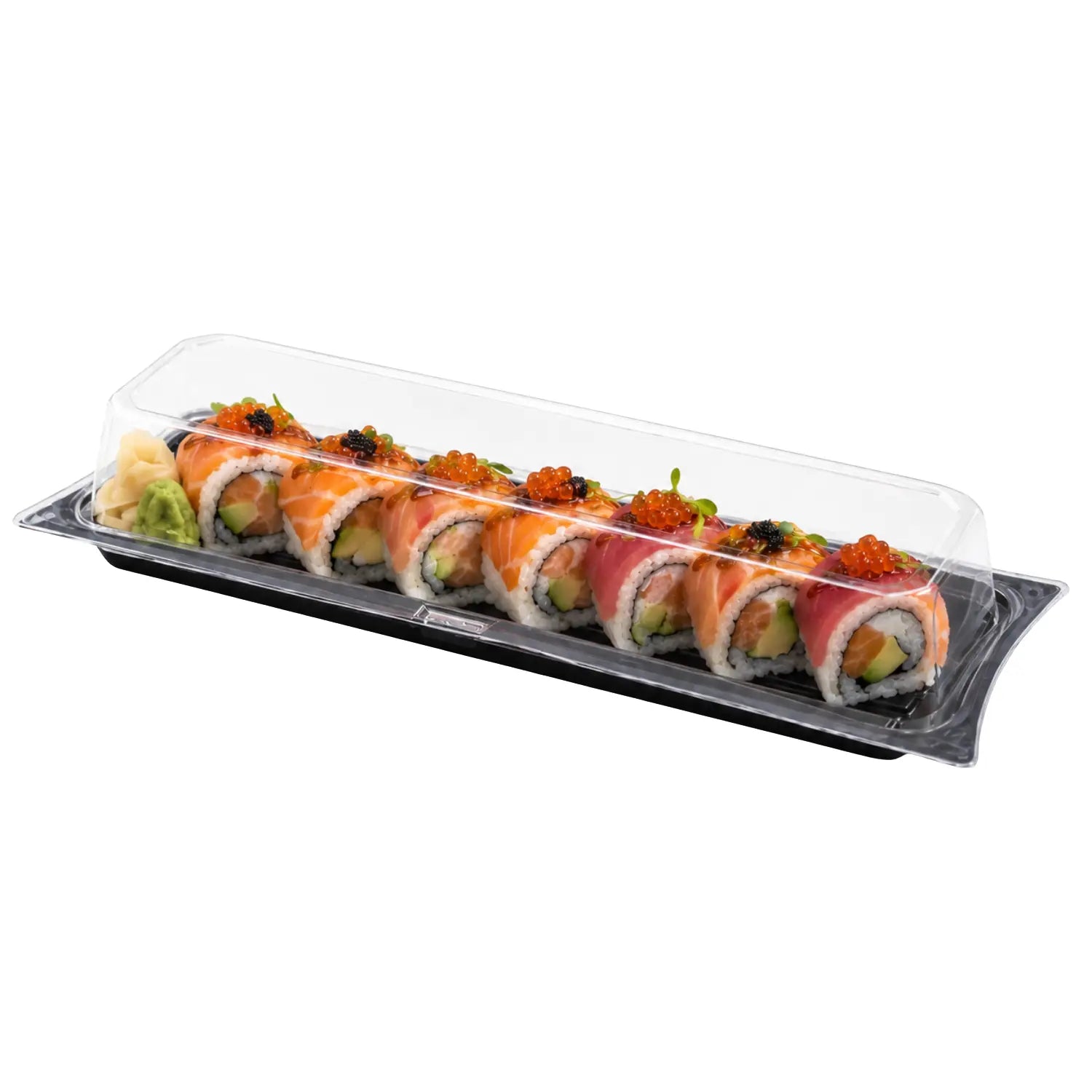 Contenedor Sushi con Tapa Para Alimentos o Comida Plastico Rectangular - 100 Pzas