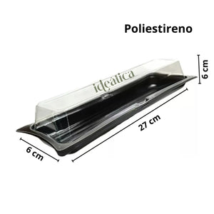 Contenedor Sushi con Tapa Para Alimentos o Comida Plastico Rectangular - ( 25 Pzas / 50 Pzas ) IN