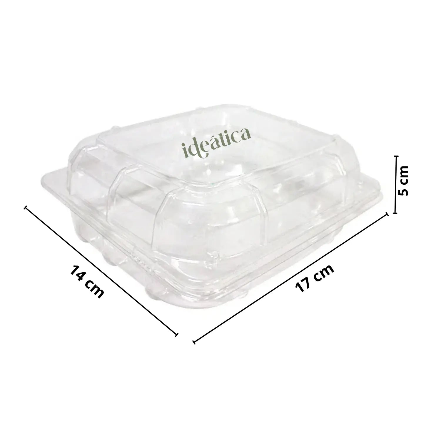 Contenedor Tipo Almeja con Bisagra Chico Para Alimentos, Ensaladas, Postres o Comida Plástico Rectangular IN