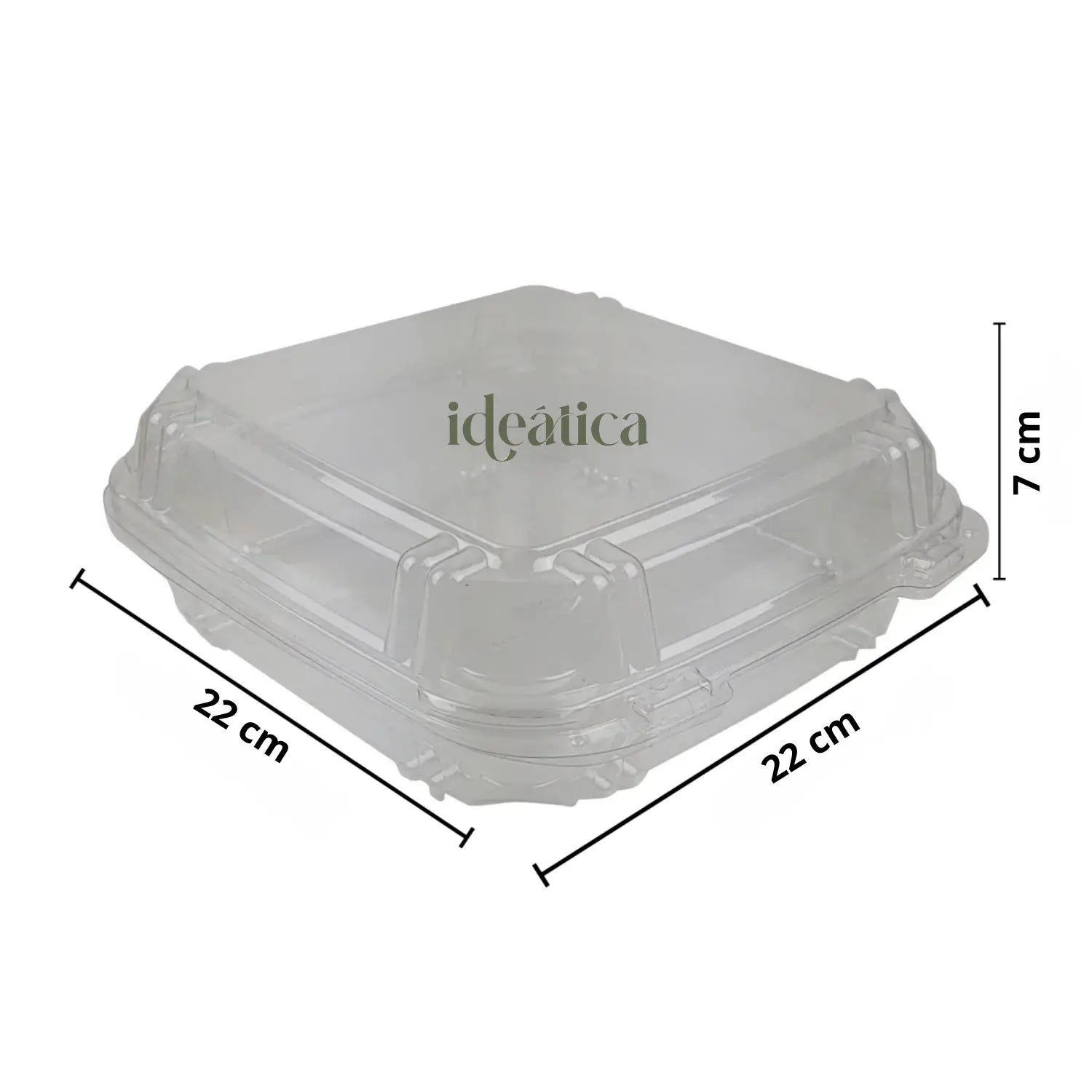 Contenedor Tipo Almeja con Bisagra Grande Para Alimentos, Ensaladas o Comida Plástico Pet Cuadrangular IN