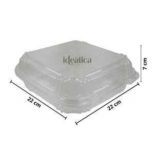 Contenedor Tipo Almeja con Bisagra Grande Para Alimentos, Ensaladas o Comida Plástico Pet Cuadrangular - ( 25 Pzas / 50 Pzas ) IN