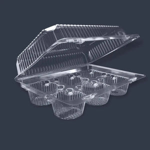 Contenedor Tipo Almeja con Bisagra Para Cupcakes Plastico Rectangular - ( 25 Pzas / 50 Pzas ) IN