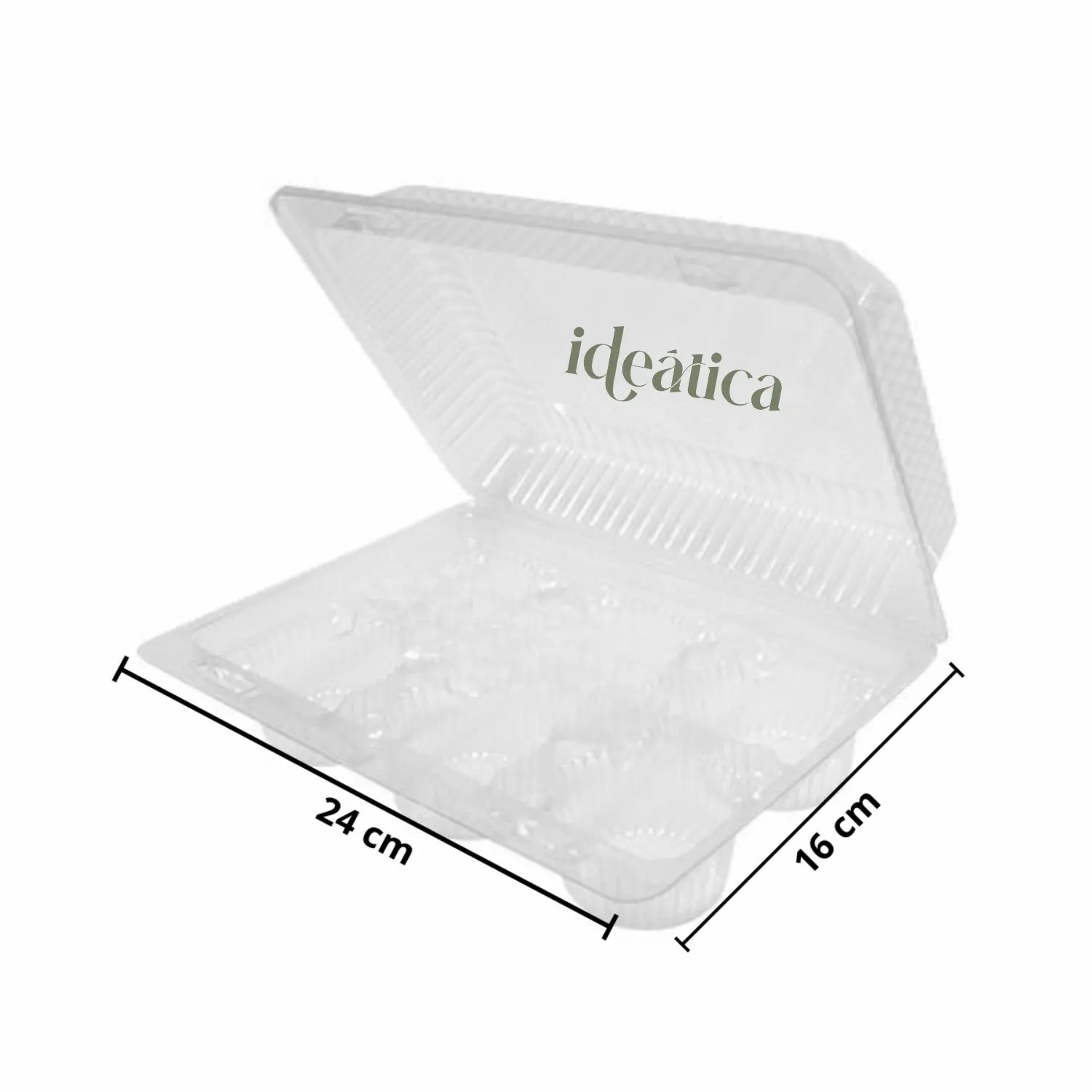 Contenedor con Bisagra Para 6 Cupcakes Plastico Rectangular - IN