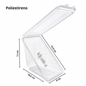 Contenedor con Bisagra Para Sandwich Plastico Triangular - 100 Pzas
