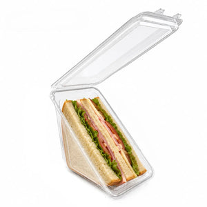 Contenedor con Bisagra Para Sandwich Plastico Triangular - 100 Pzas