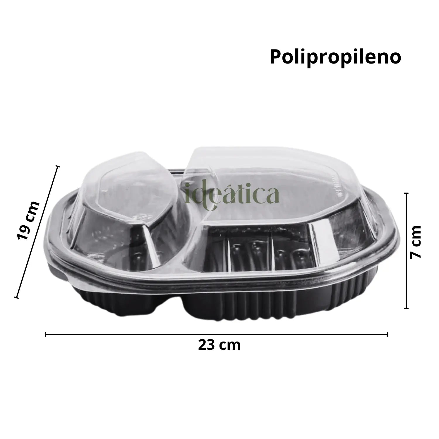 Contenedor con Tapa para Alimentos o Comida Plástico 2 Divisiones INIX