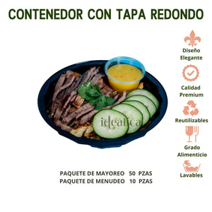 Contenedor con Tapa para Alimentos o Comida Plastico Redondo INIX