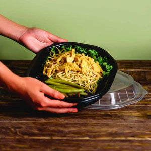 Contenedor con Tapa para Alimentos o Comida Plastico sin Divisiones Ovalado  - 50 Pzas IN