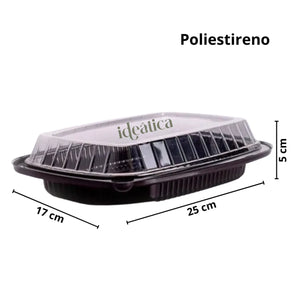 Contenedor con Tapa para Alimentos o Comida Plastico sin Divisiones Rectangular  - ( 10 Pzas / 50 Pzas ) IN