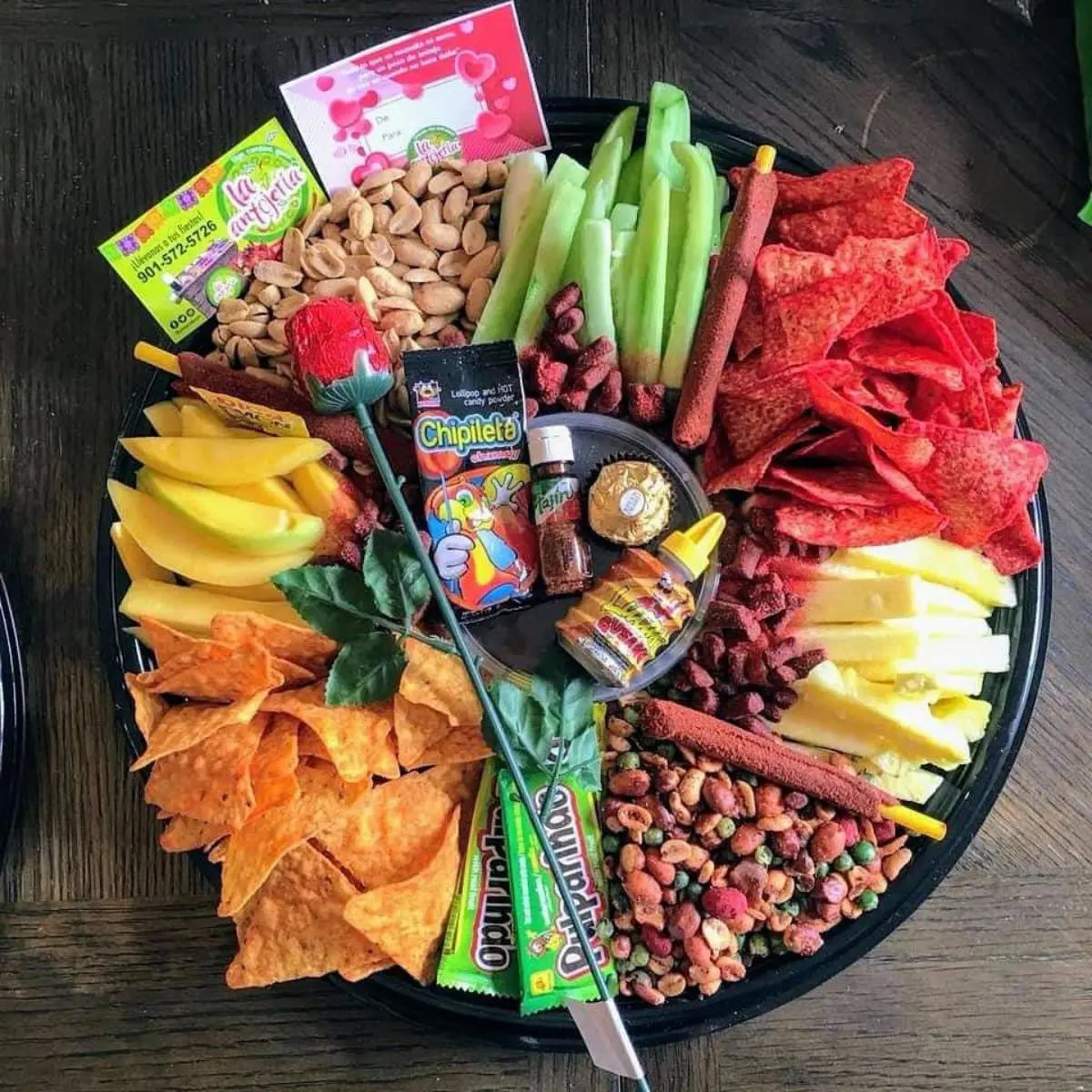 Contenedor con Tapa para Botanero o Alimentos Plástico Re-utilizable Redondo 5 Divisiones IN