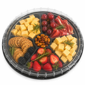 Contenedor con Tapa para Botanero o Alimentos Plastico Redondo 5 Divisiones  - 50 Pzas