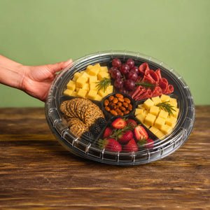 Contenedor con Tapa para Botanero o Alimentos Plastico Redondo 5 Divisiones  - 50 Pzas