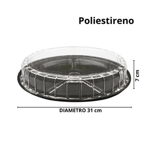 Contenedor con Tapa para Botanero o Alimentos Plastico Redondo 5 Divisiones  - 50 Pzas