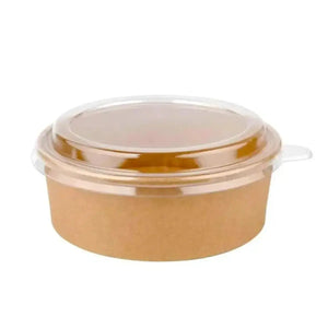 Contenedor con Tapa para Ensaladas, Alimentos o Comida Kraft Redondo - ( 20 Pzas / 100 Pzas ) IN