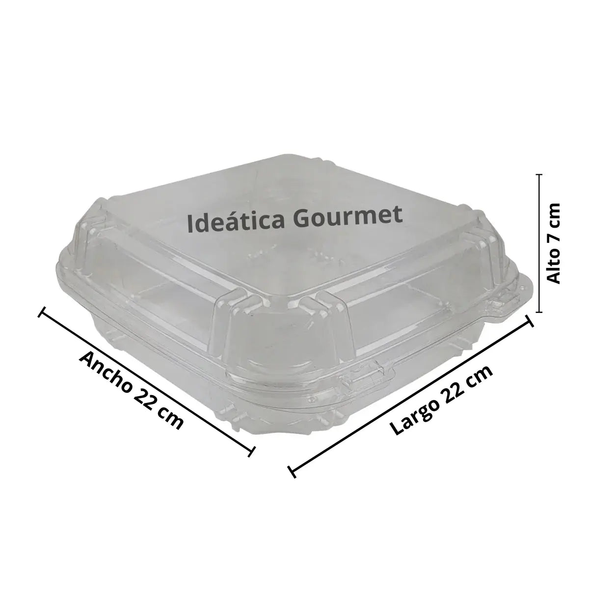 Contenedor Tipo Almeja con Bisagra Grande Para Alimentos, Ensaladas o Comida Plástico Pet Cuadrangular IN