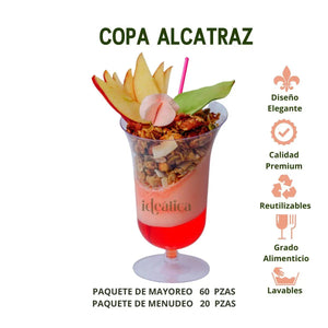 Copa Alcatraz para Postres o Bebidas Re-utilizable Candy Bar Catering 9.5 Oz PLASTHO