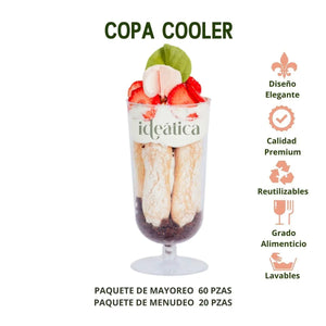 Copa Cooler Embajador para Bebidas o Postres Re-utilizable Candy Bar Catering 12 Oz PLASTHO