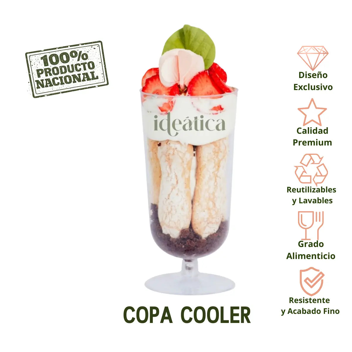 Copa Cooler Embajador para Bebidas o Postres Re-utilizable Candy Bar Catering 12 Oz PT