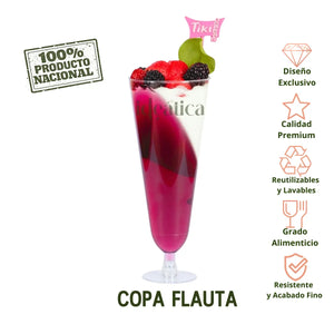 Copa Flauta 12 Oz para Postres Re-utilizable Plastico Catering - 12 Oz / 355 ml  ( 10 Pzas / 60 Pzas )