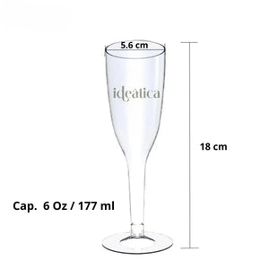 Copa Flauta Corta para Postres o Bebidas Flauta Re-utilizable Plastico Catering - 6 Oz / 177 ml  60 Pzas PT