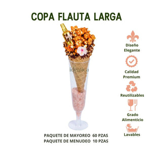 Copa Flauta Larga para Postres Re-utilizable Candy Bar Catering 6 Oz IA