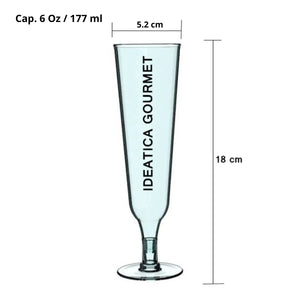 Copa Flauta Larga para Postres Re-utilizable Plastico Catering - 6 Oz / 177 ml  ( 10 Pzas / 60 Pzas ) IA