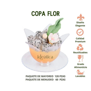 Copa Flor para Postres Chica con Base Re-utilizable Candy Bar Catering 2.5 Oz IA