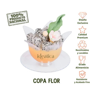 Copa Flor para Postres Chica con Base Re-utilizable Plastico Catering - 2.5 Oz / 74 ml  ( 60 Pzas / 120 Pzas ) IA