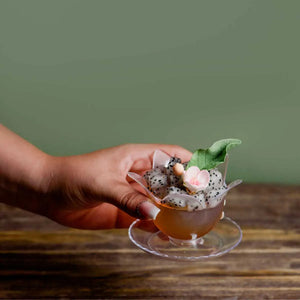 Copa Flor para Postres Chica con Base Re-utilizable Plastico Catering - 2.5 Oz / 74 ml  ( 60 Pzas / 120 Pzas ) IA