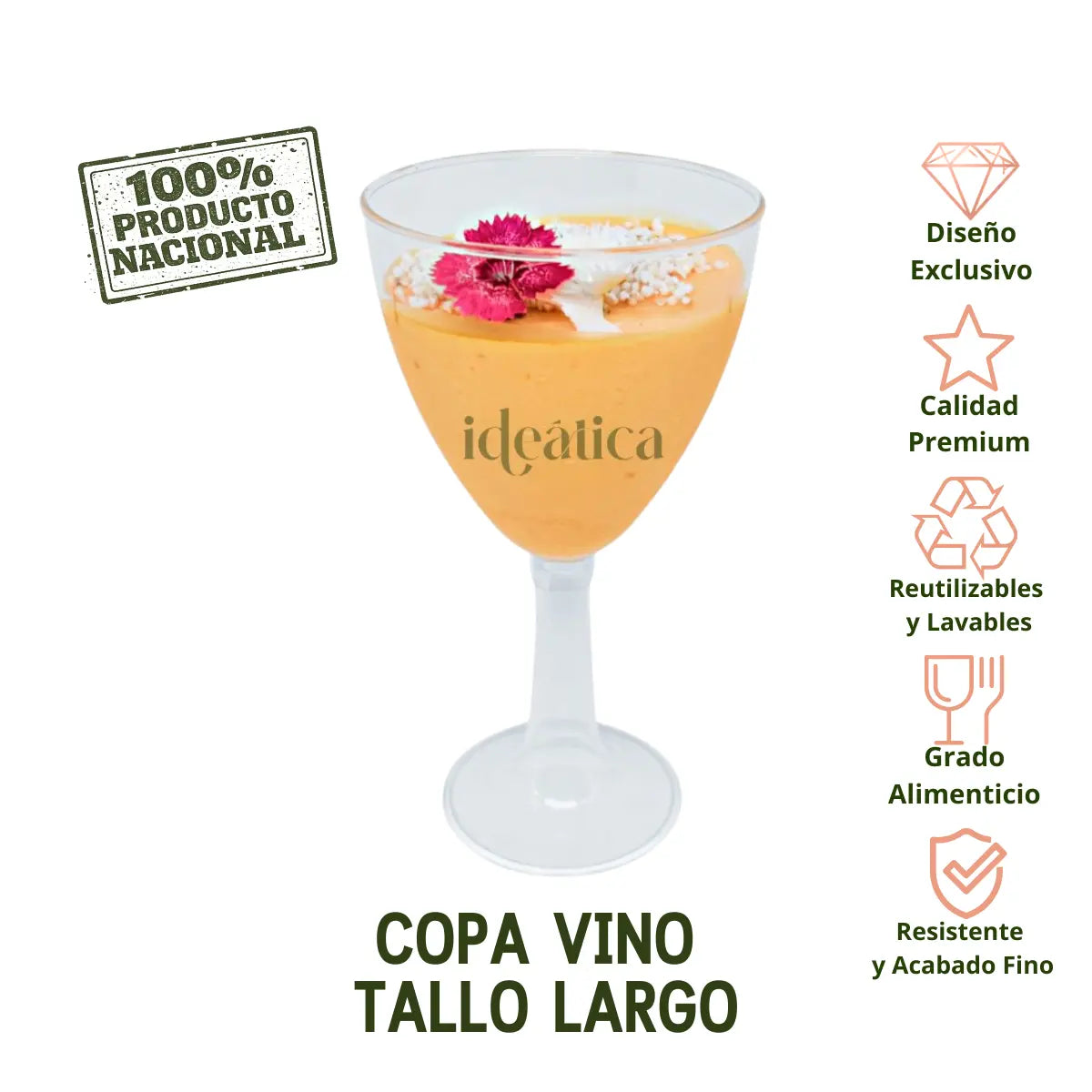 Copa Vino Catering Tallo Largo Re-utilizable Candy Bar Catering 6 Oz 60 pzas IA