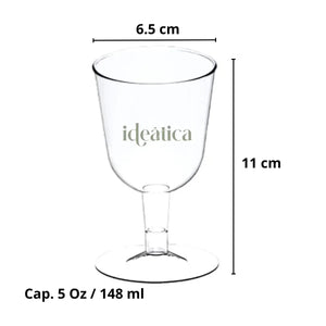 Copa Vino Corta para Postres y Bebidas Re-utilizable Plastico Catering - 5 Oz / 148 ml 60 Pzas PT