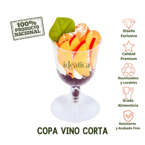Copa Vino Corta para Postres y Bebidas Re-utilizable Plastico Catering - 5 Oz / 148 ml 60 Pzas